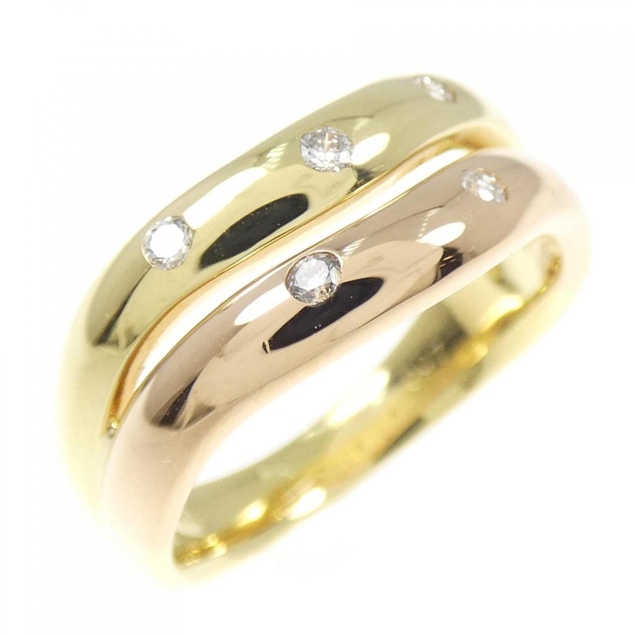 K 18 YG PG ダイヤモンド リング 0 07 CT