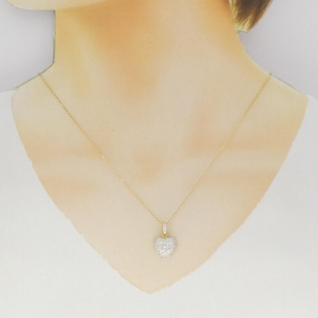 K18YG/K18WG パヴェ ハート ダイヤモンド ネックレス 0.73CT - メルカリ