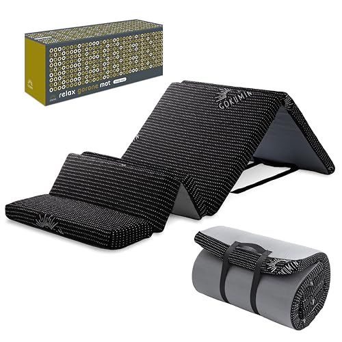 GOKUMIN ごろ寝 マットレス お昼寝マット 大人 高反発 220 N 厚さ5 cm 車中泊 防災グッズ コンパクト レジャー 災害グッズ 丸めて 寝袋 70 195 ブラック gorone m