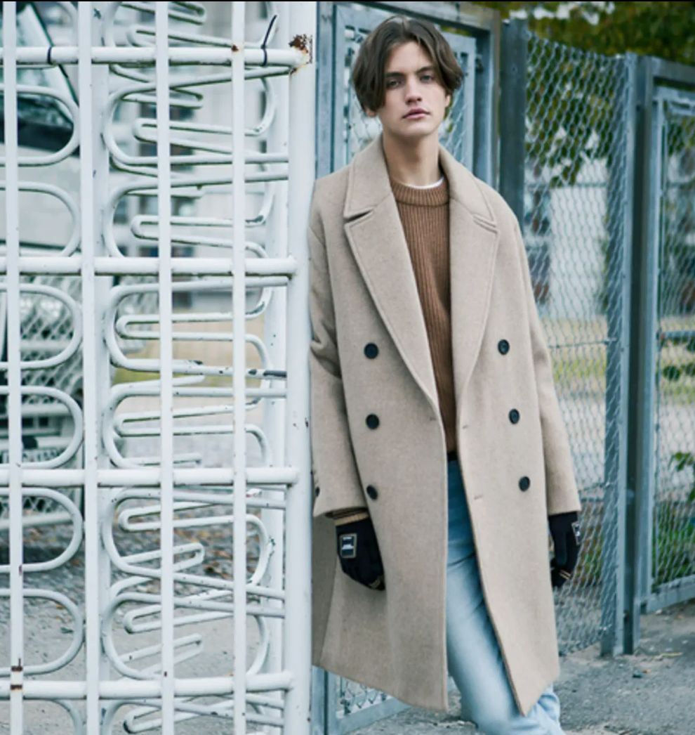 アンダースンベル M メンズ オーバーサイズ ベージュ ウールコート アリス 5091