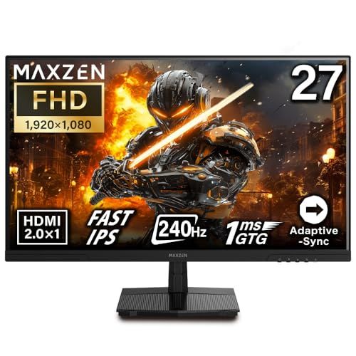 MAXZEN ゲーミングモニター 27インチ 240 Hz FHD 1920 1080 P HDMI 2 0 DP 1 4 FastIPS ms GTG Adaptive Sync ブルーライトカット 非光沢 フリッカーフリー MGM aef 5 a 858