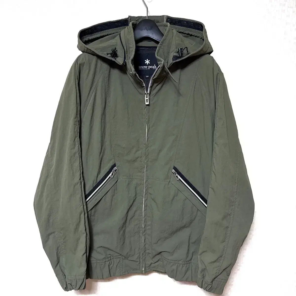 L 100 スノーピーク ウィンドブレーカー ウーブン ジップアップ ジャケット カーキ