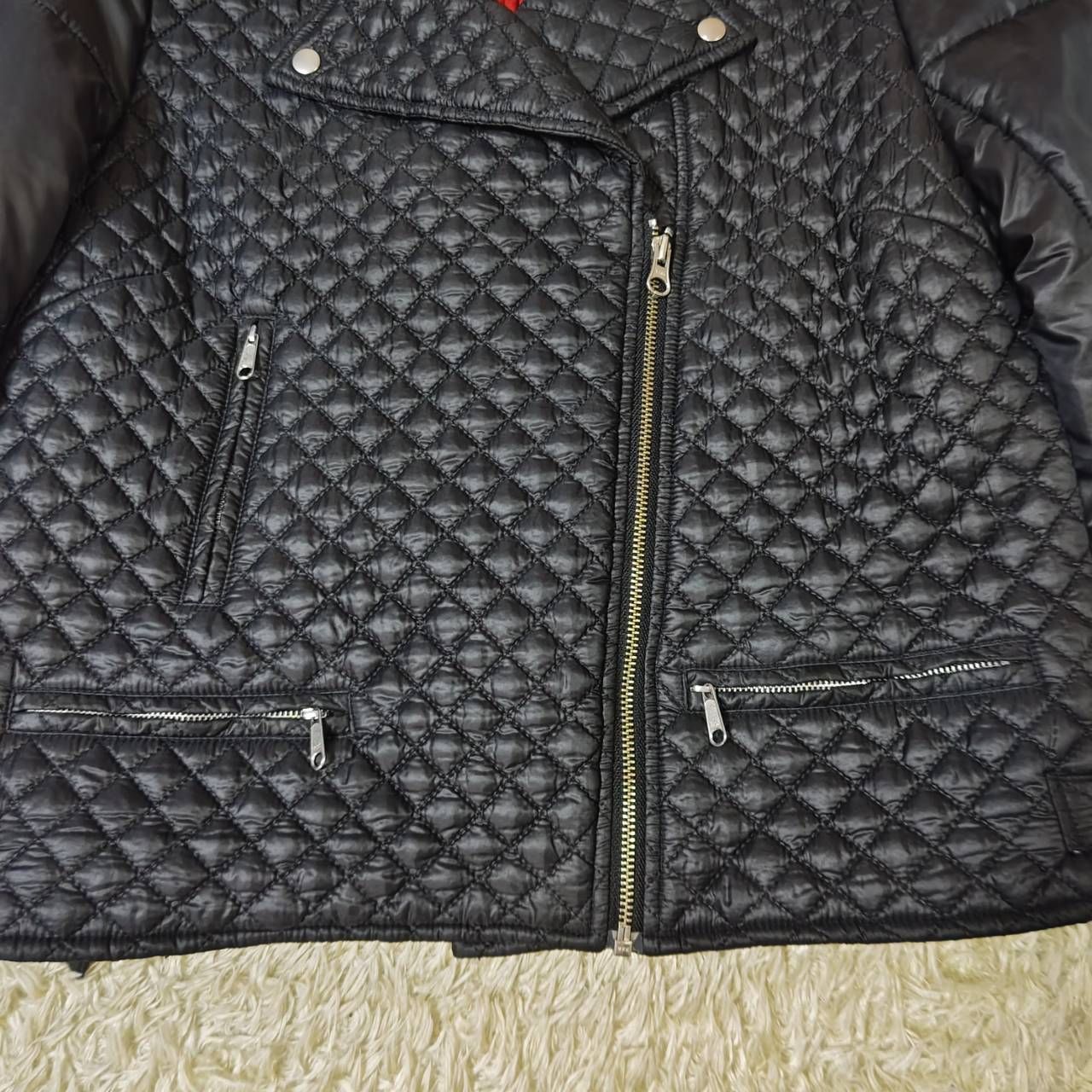 ミュベール MUVEIL 中綿入り キルティング ナイロン ライダース