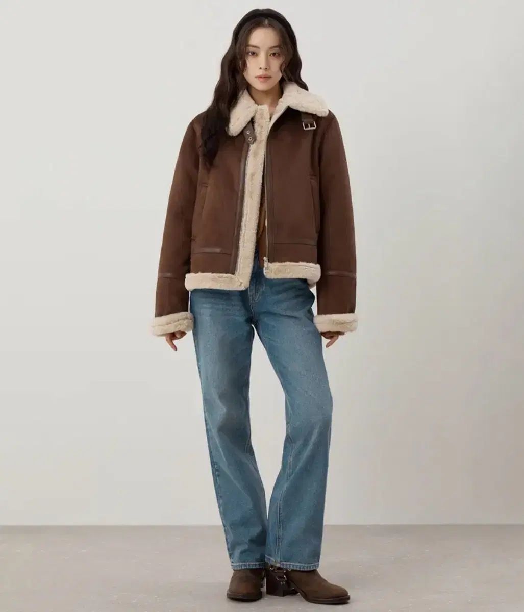 スパオ ブラウン ファーバイカラー ムートン ジャケット ♥