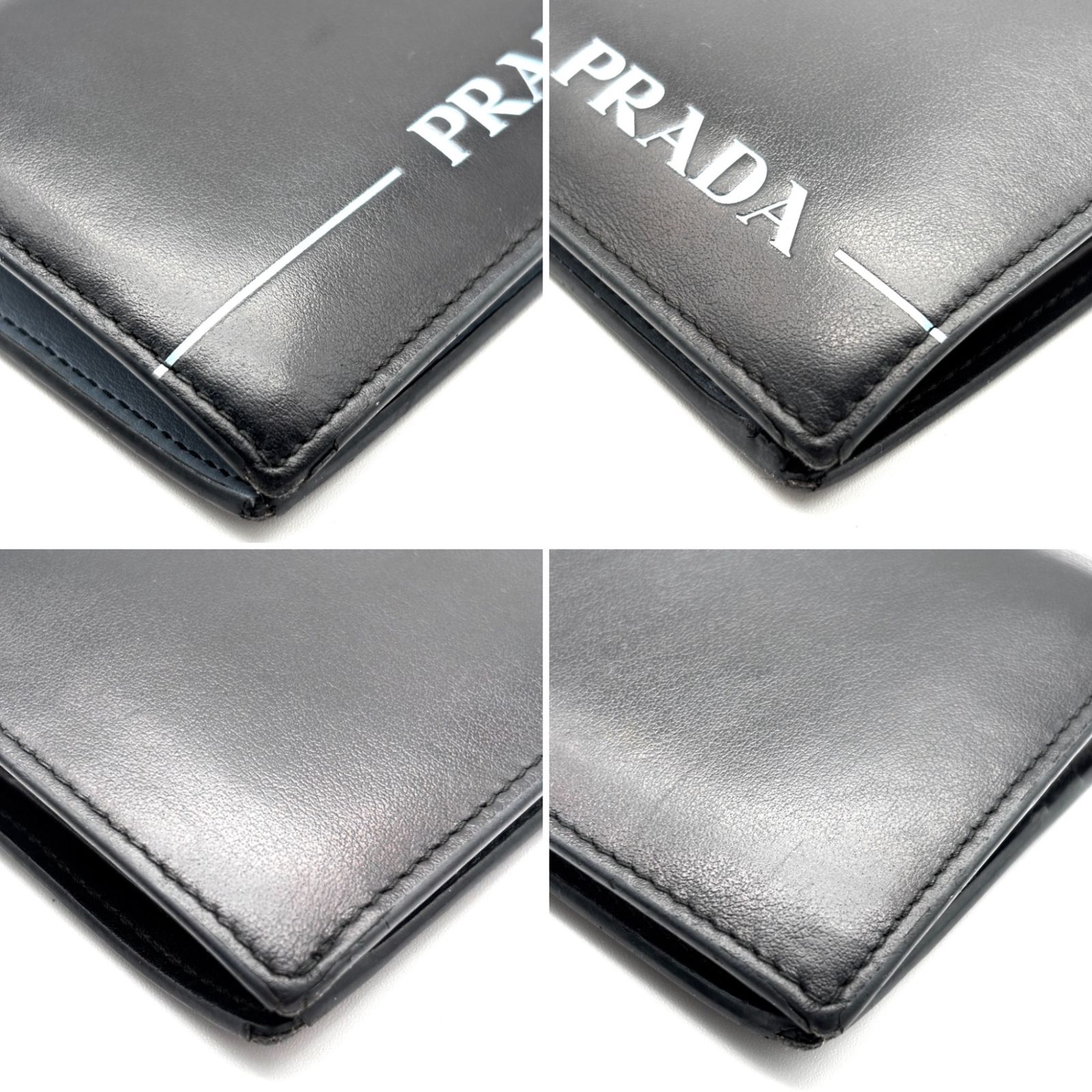 希少品 PRADA プラダ ミラージュ 二つ折り財布 ロゴプリント カーフ