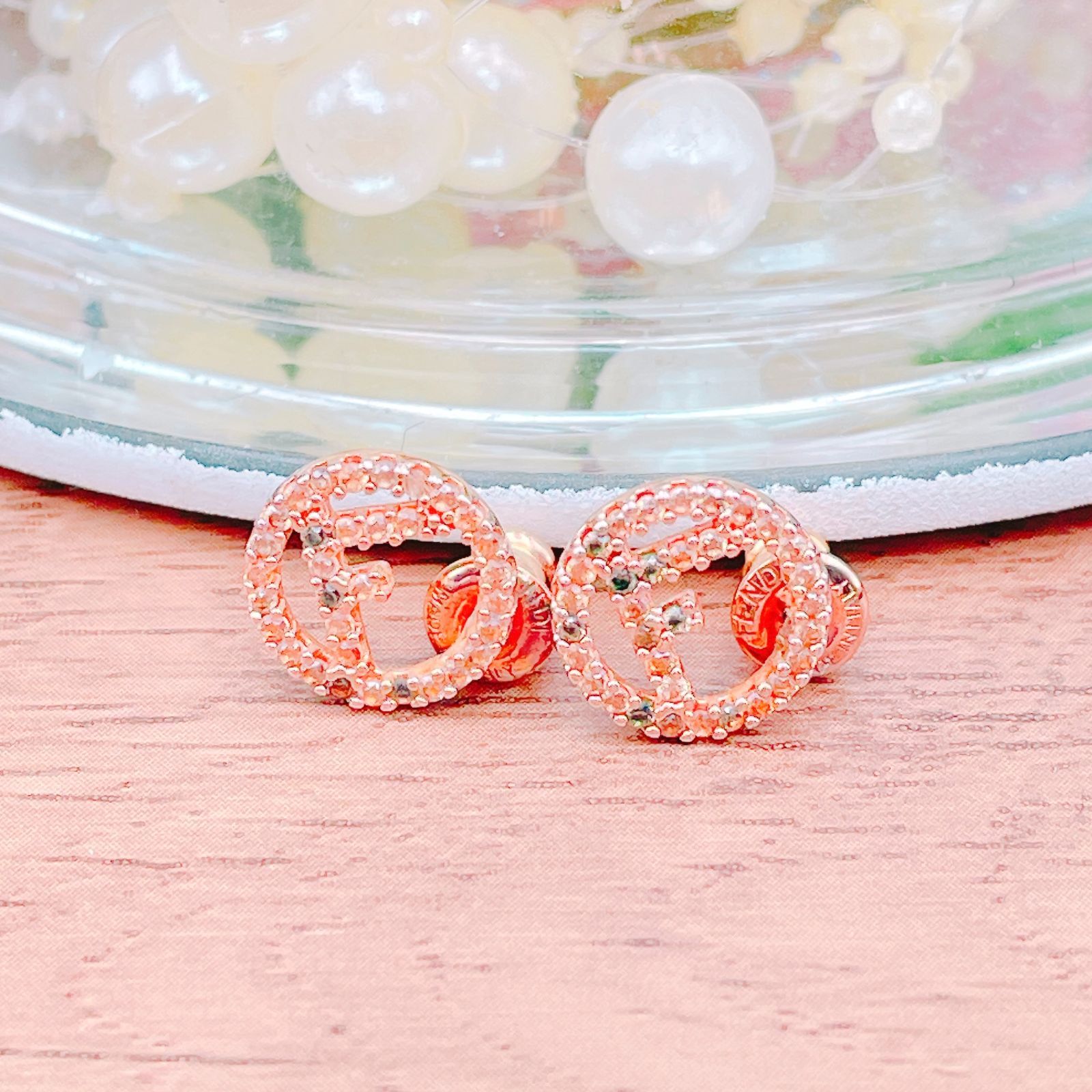 ◇フェンディ◇エフイズフェンディ ラインストーン ピアス ゴールド