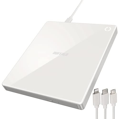 バッファロー ラクレコ iPhone スマホ CD 取り込み CDレコーダー 語学 学習 プレーヤー パソコン不要 ケーブルモデル iOS Android iPad Fireタブレット 対応 ホワイト RR C 1 WH N m