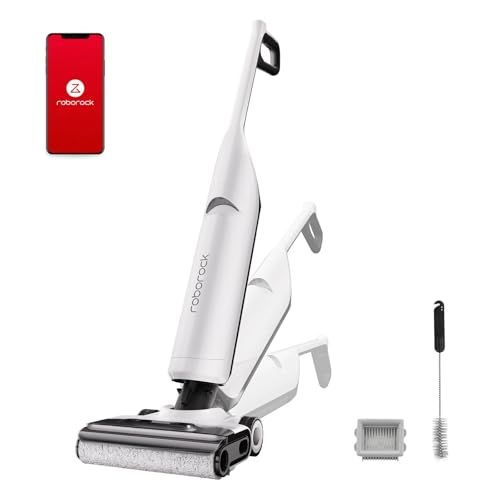 roborock ロボロック Flexi 水拭き掃除機 アプリ対応 吸引＆水拭き2 in 1コードレス掃除機 乾湿両用 ブラシ自動洗浄＆乾燥 180°フルフラット掃除対応 電動モップ 壁際1 mm清掃 17000 Paパワフルな吸引力 自走式 長時間稼働 m