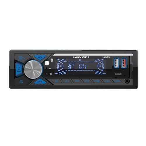 MAXWIN 1 DIN カーオーディオ メディアプレーヤー フロントパネルに各種機能が充実した多機能モデル Bluetooth 車載 AUX USB microSD ラジオ チューナー FM AM LED RCA 12 V 対応 音楽 iPhone An m