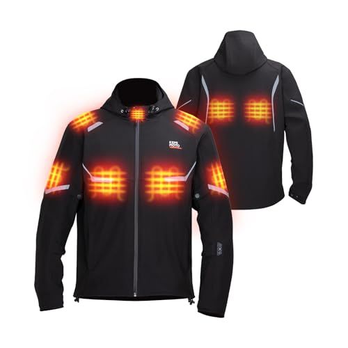 バイク ジャケット 12 V バイク用 電熱ウェア 肩と肘パッド付き 7箇所ヒーター 急速発熱 ヒートジャケット 40 65℃ 3段階温度調節 防風インナー 撥水 防寒 電熱服 メンズ 2025 冬用 寒さ対策 ブラック m