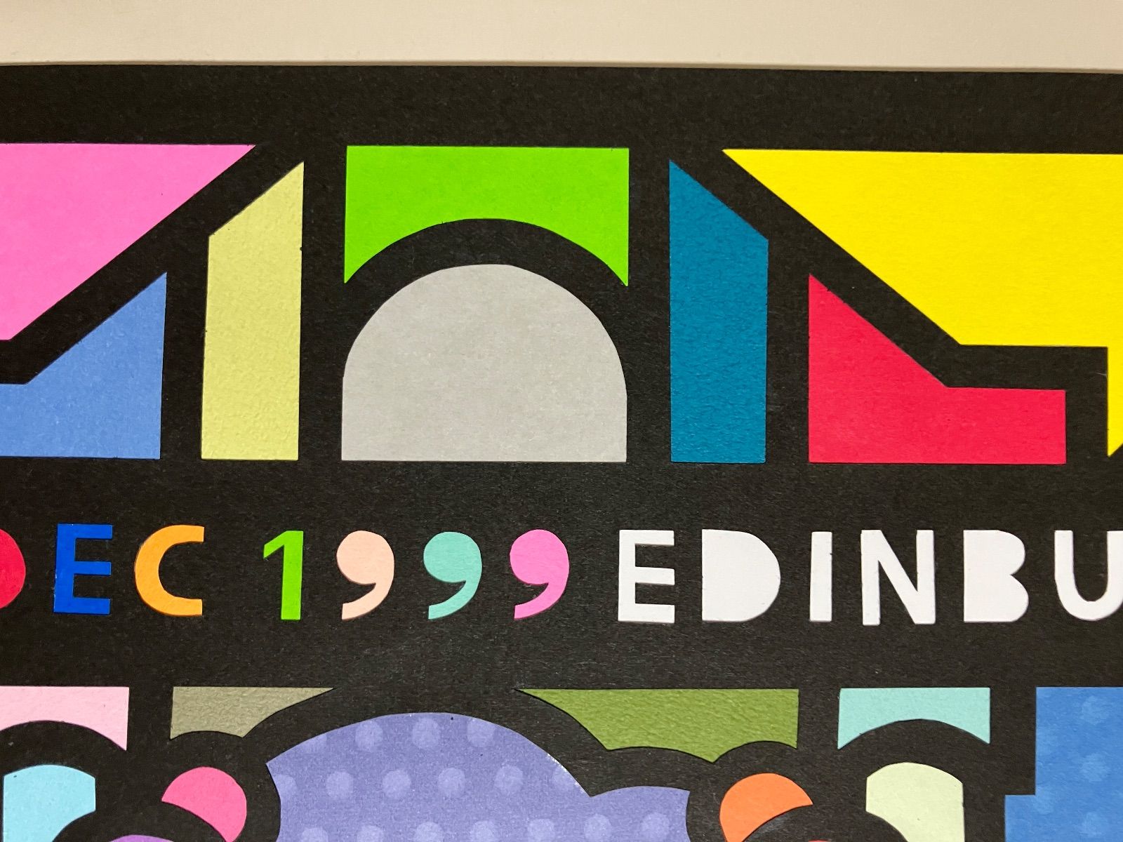  A 196 1 Edinburgh in 1999” 2025 Original art work on paper cutting with collage 日本製UVカットアクリルフレーム付き 英国ロックファン はり絵 きり絵 絵画