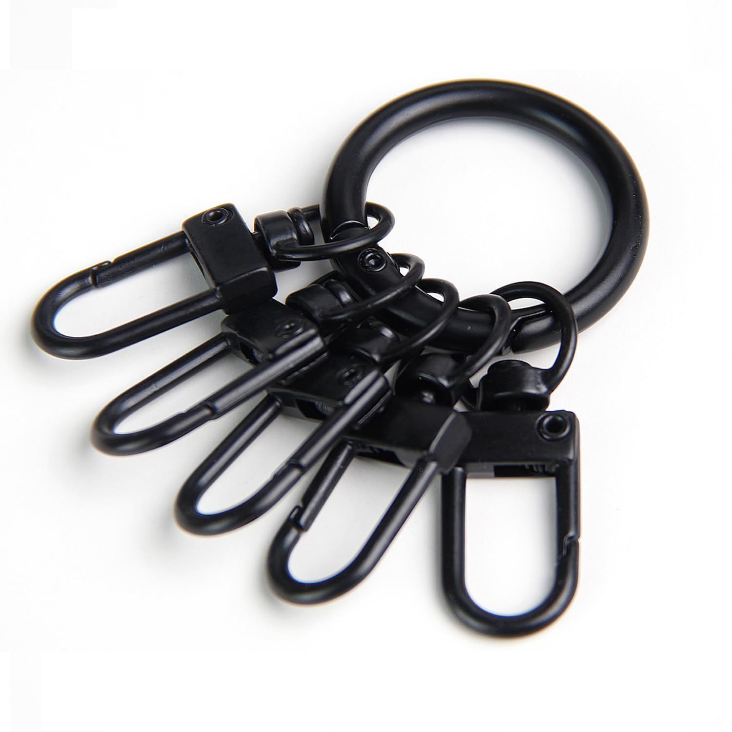 在庫処分 回転フック 360度回転 アクセサリー セット 金具 ワンタッチ式 キーホルダー ナスカン と 丸型 カラビナ AMUU キーリング ニッケル