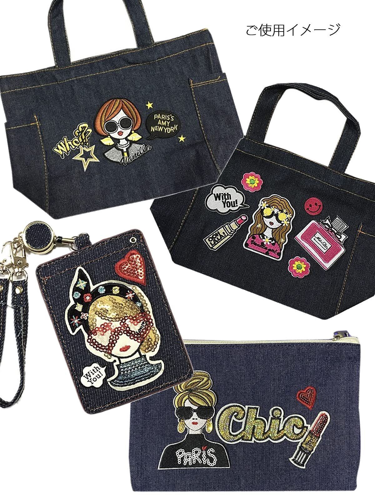 わっぺん あっぷりけ デコ スパンコール 刺繍 アイロン ガール A アソート アップリケ ワッペン