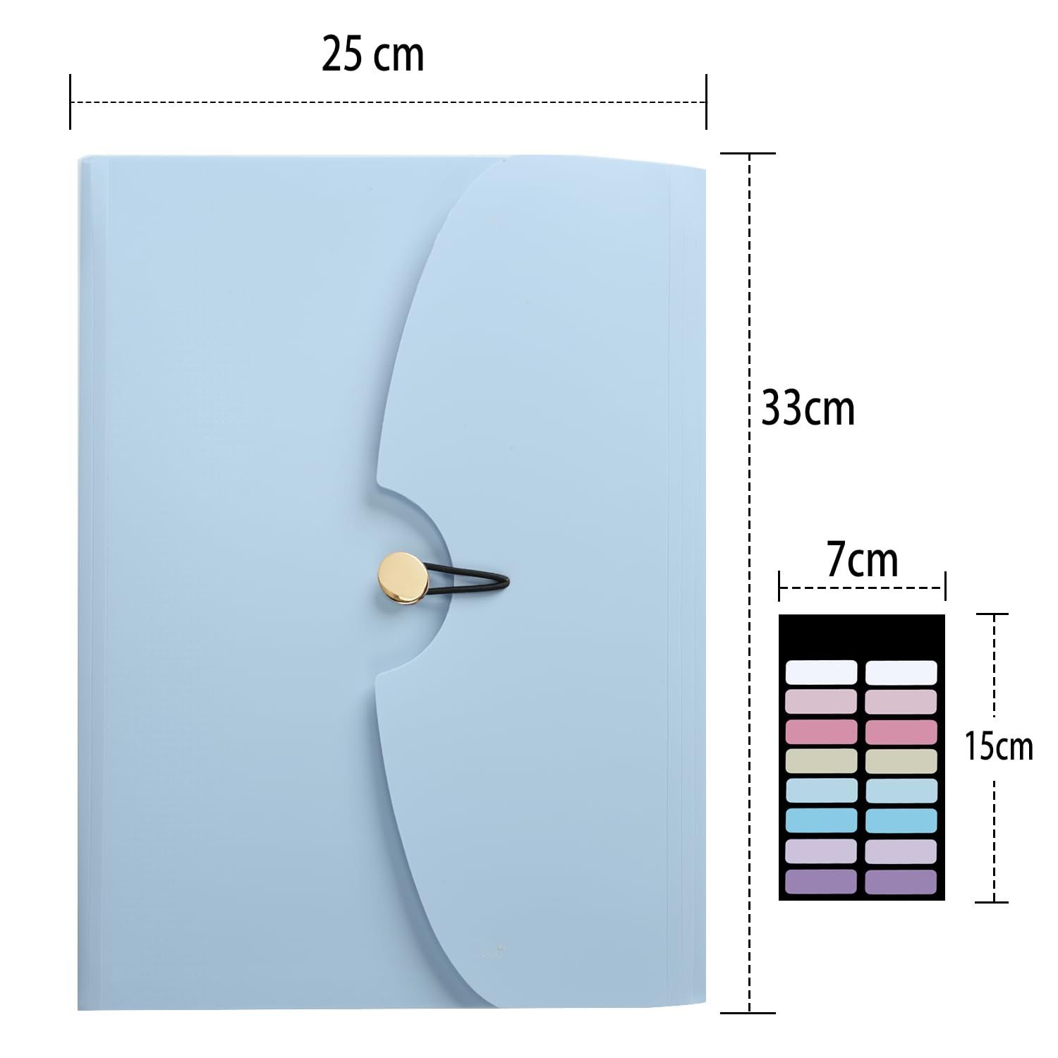 在庫処分 a 4 7ポケット 持ち運び 拡張 ヨコ型 区分けラベル付き 大容量 ファイルケース ジャ 書類 分類収納 文房具 学校 事務用品 ブルー