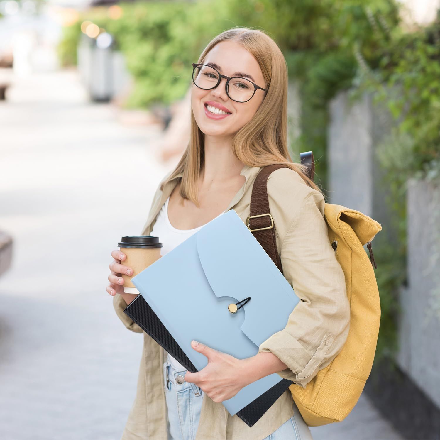  在庫処分 a 4 7ポケット 持ち運び 拡張 ヨコ型 区分けラベル付き 大容量 ファイルケース ジャ 書類 分類収納 文房具 学校 事務用品 ブルー その他 文房具 事務用品