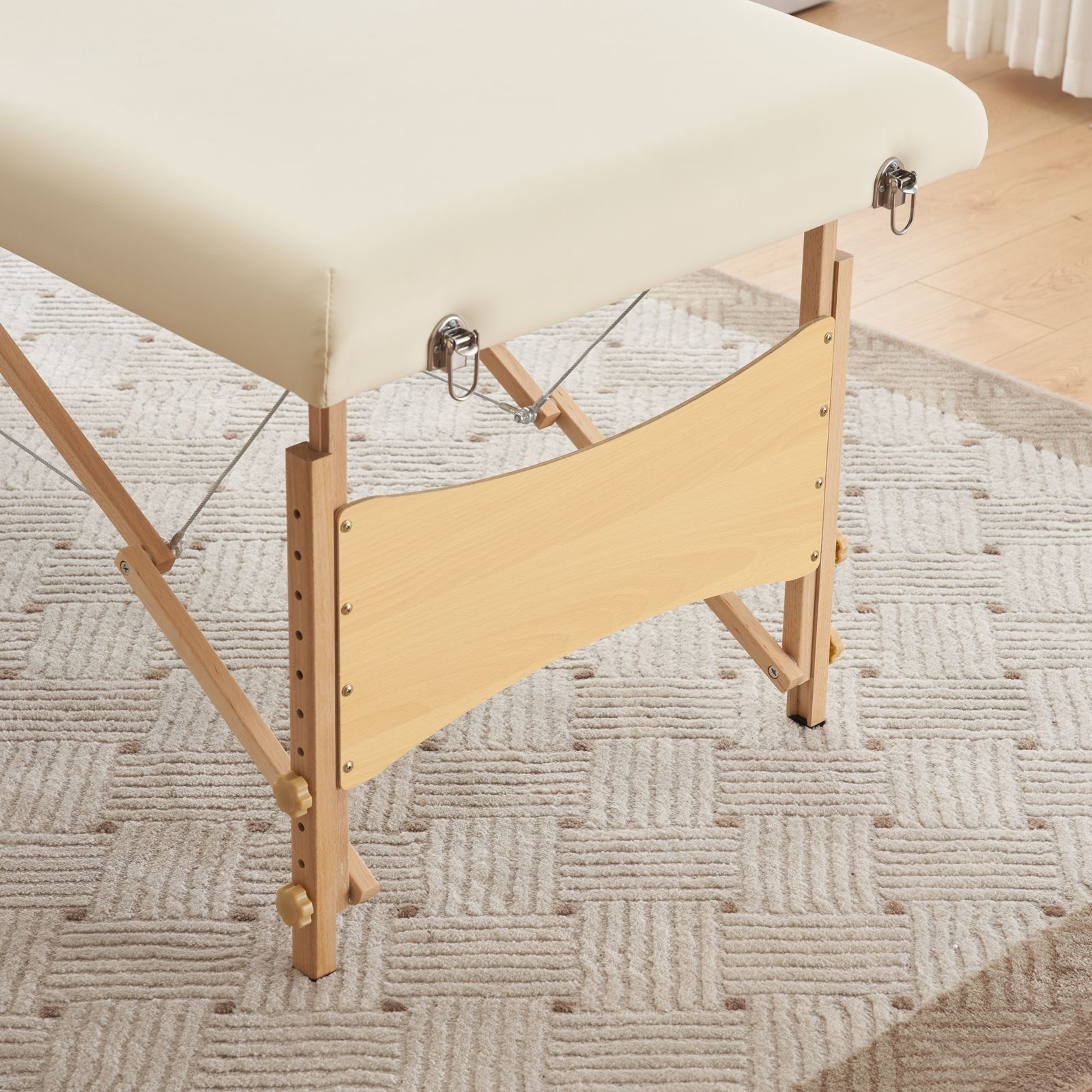 プラスサイズ】【アイボリー】 マッサージベッド 折りたたみ