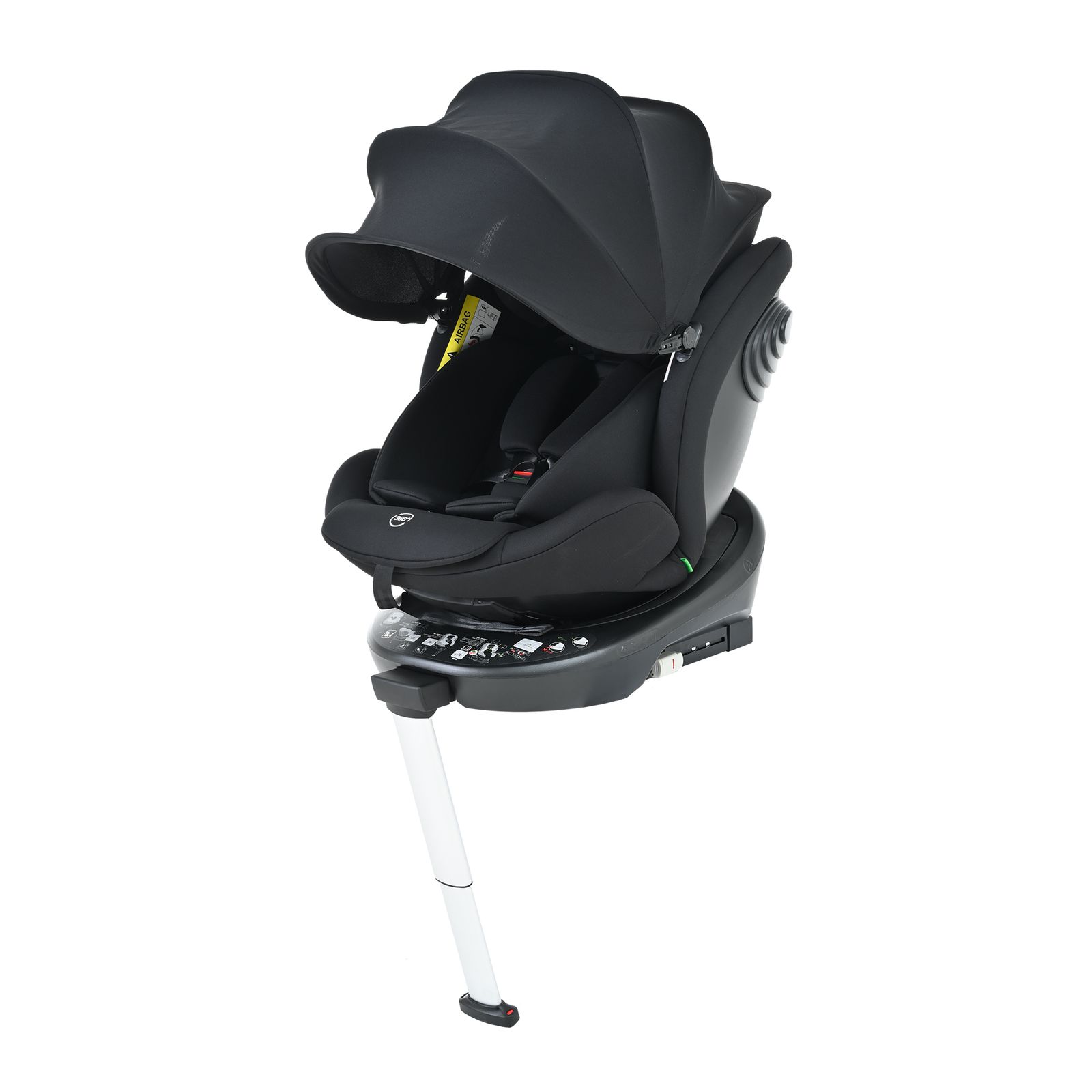 サポートレッグ 新安全基準R 129適合 チャイルドシート ISOFIX 360度回転 0 12歳頃 40～150 cm 超広いサンシェード ジュニアシート 長く使える 洗える 取付簡単 キッズシート ベビーシート 出産祝い ブラック