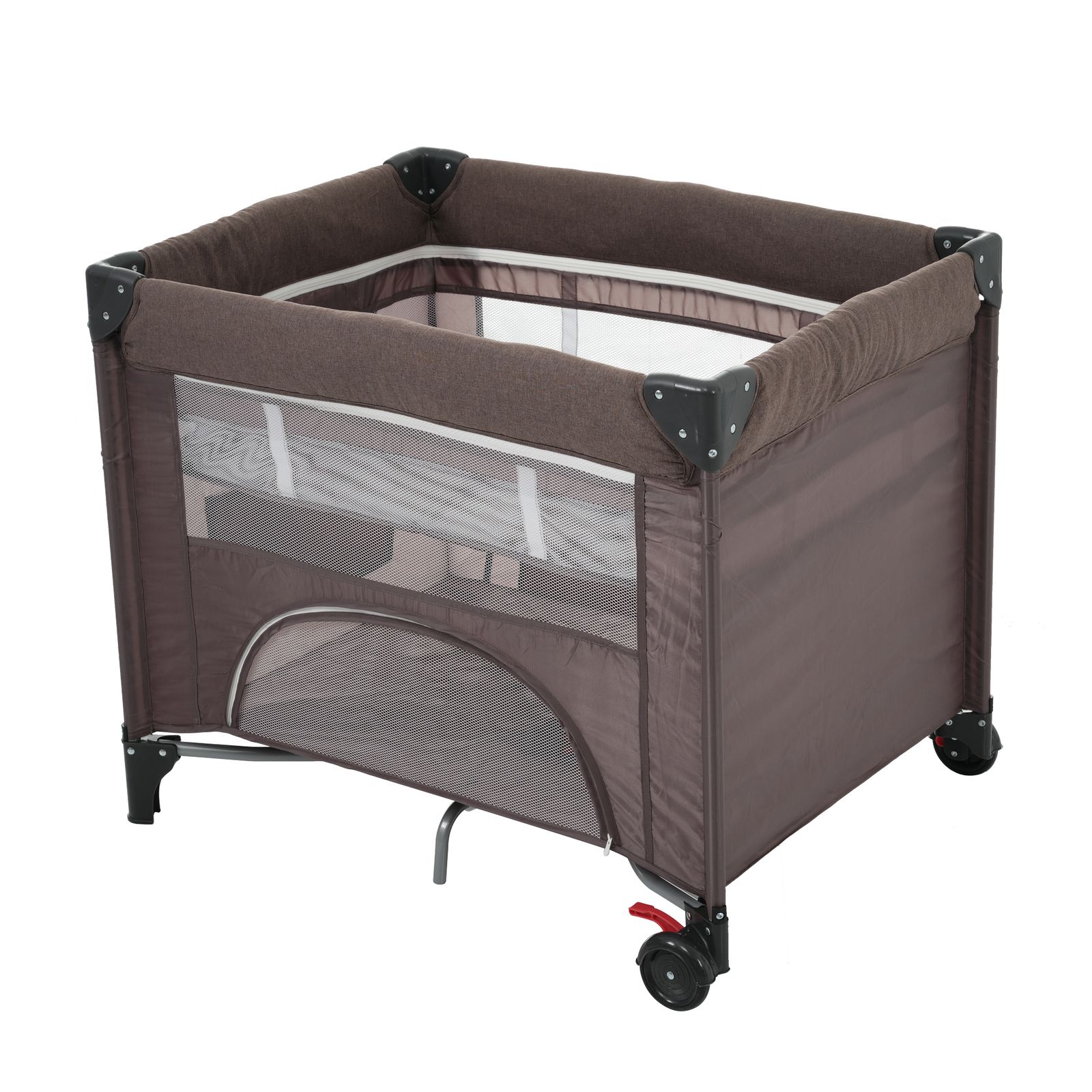 プレイヤード 折りたたみ ベビーサークル お昼寝マット キャリーバッグ付 マットレス付 プレゼント お お祝い ブラウン