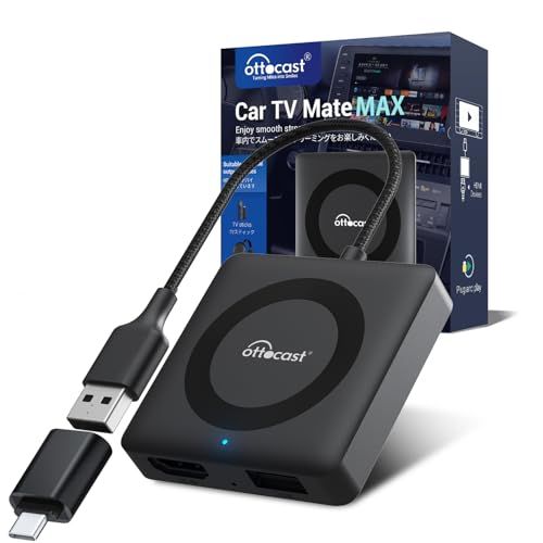 Ottocast オットキャスト新型カーテレビメイトマックスアダプターCar TV Mate Max carplay youtube再生アダプター hdmi入力 カープレイワイヤレス化 Andorid Auto無線接続 ファイアースティックtv 地 m