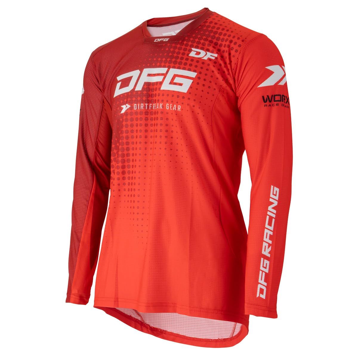ダートフリーク DFG ワークスジャージ トーン Mサイズ レッド MXレース EDレース アタックポジション 4 WAYストレッチ生地採用 C 0410