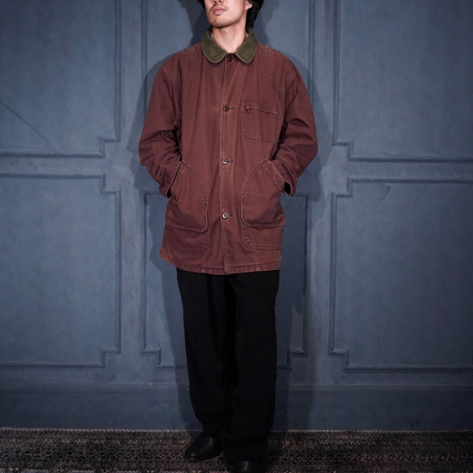 80's USA VINTAGE LL Bean CORDULOY COLLAR DESIGN DUCK COVERALL