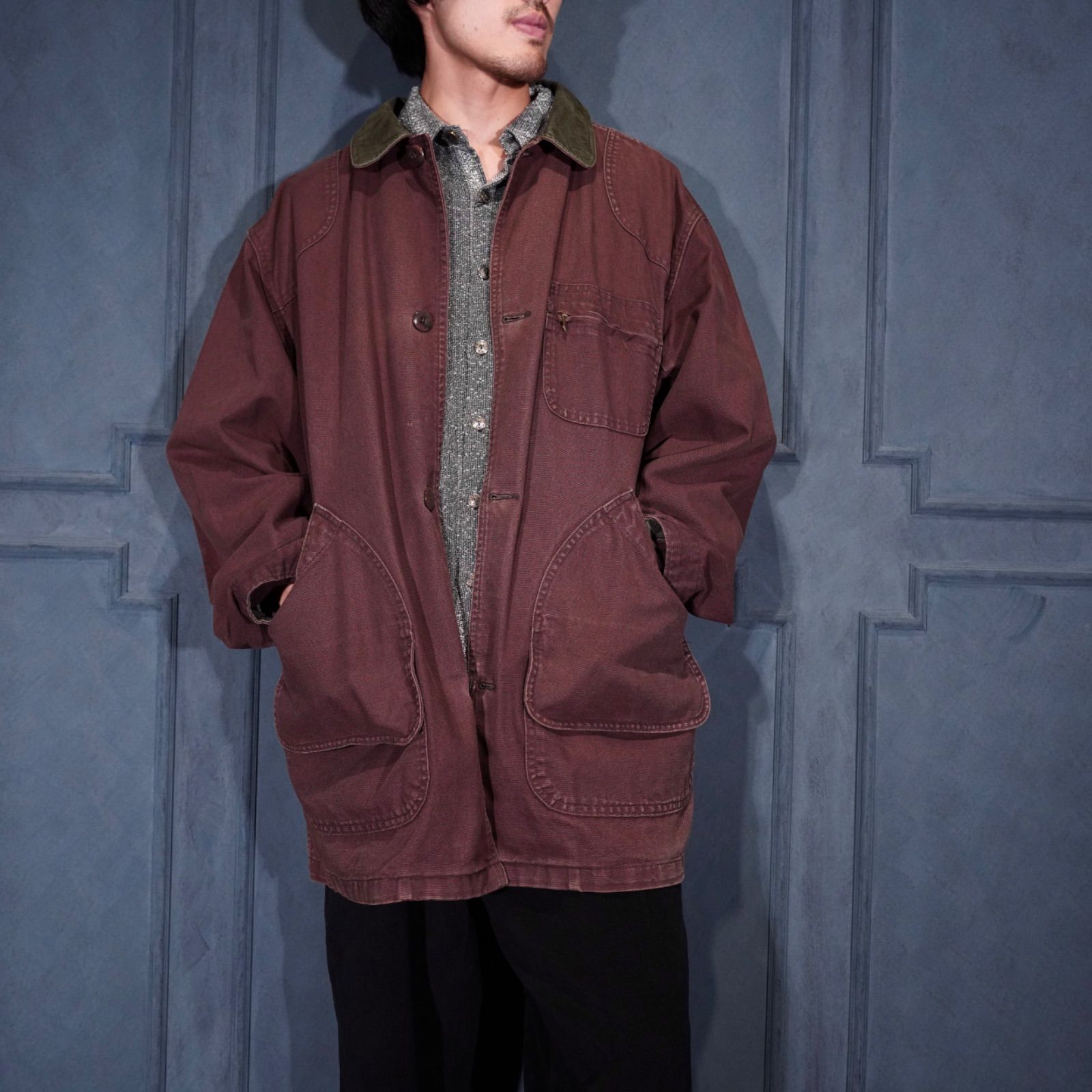 80's USA VINTAGE LL Bean CORDULOY COLLAR DESIGN DUCK COVERALL