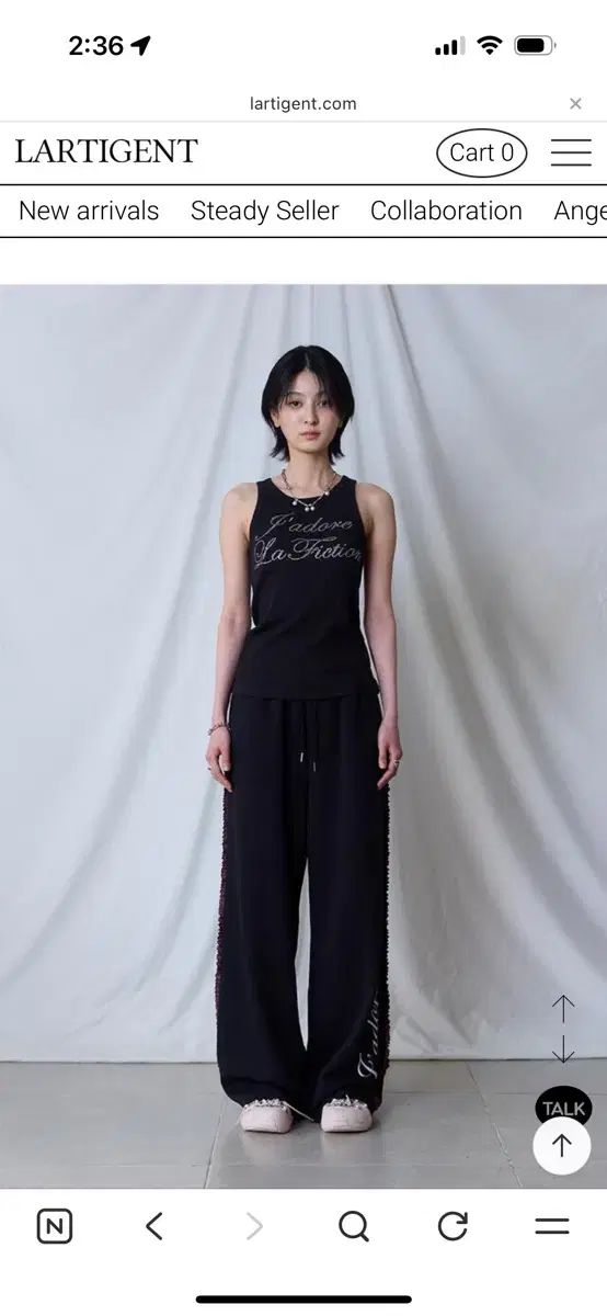  LARTIGENT フリル トラック パンツ ブラック ジョガーパンツ スウェットパンツ パンツ