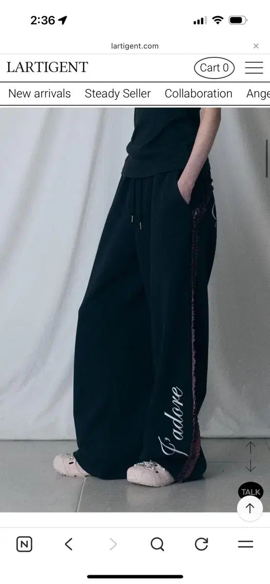 LARTIGENT フリル トラック パンツ ブラック