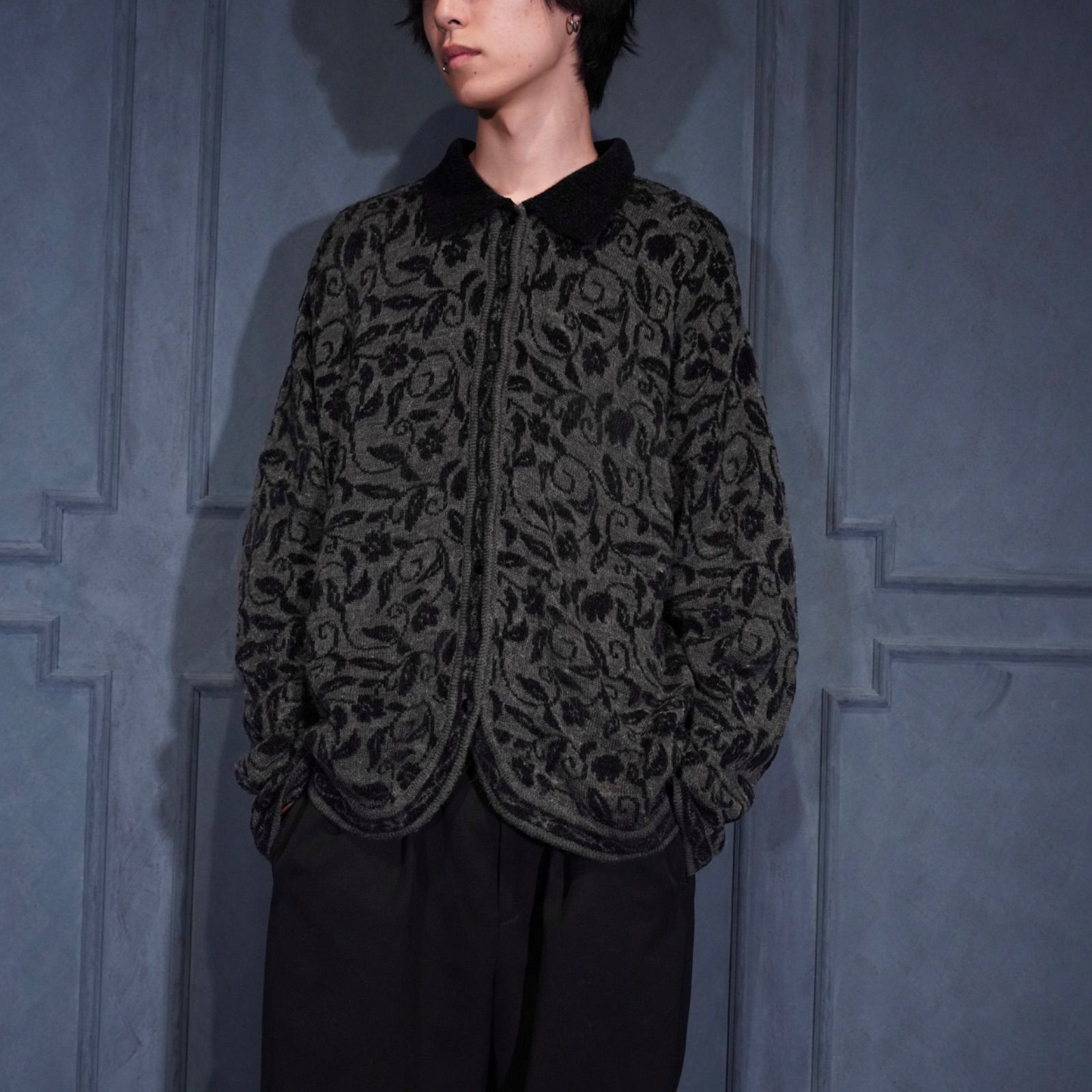 USA VINTAGE Croft Barrow FLOWER PATTERNED KNIT SHIRT JACKET アメリカ古着お花柄ニットシャツジャケット