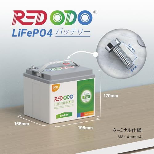 Redodo 12 V 50 Ah Pro リン酸鉄リチウムイオンバッテリー 640 Wh 長寿命4000サイクル 38 A BMS 高耐久 RV キャンプ 車中泊 トローリングモーター オフグリッド ソーラー蓄電 防災備蓄 m