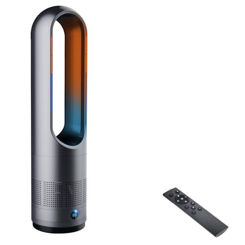 セラミックヒーター 羽なし タワーファン 温風 送風 3段階温風＆8段階送風切替 Amazon | 【冷暖兼用・羽根なし】扇風機 タワーファン セラミック