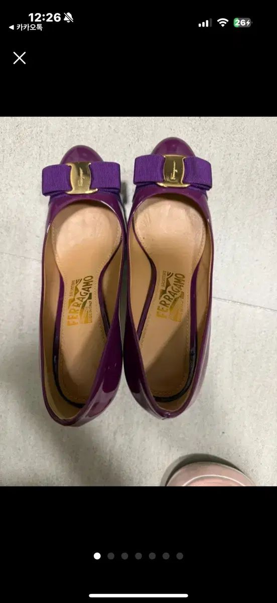 フェラガモ 紫 プラットフォーム ヒール