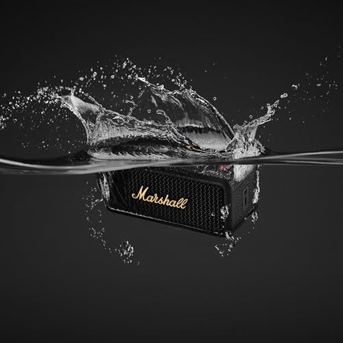 Marshall ワイヤレスポータブル防水スピーカー Emberton III ブラックブラス 連続再生32時間/IP67防水仕様/小型/急速充電 国内正規品 Marshall ワイヤレスポータブル防水スピーカー Emberton III ブラック