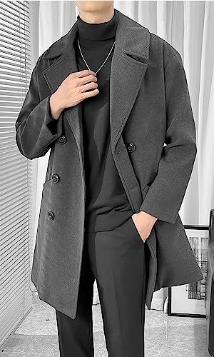 foveitaa コート メンズ ロングコート ビジネス ウールコート 秋服 冬服 大きいサイズ 無地 暖かい ロング丈 アウター 防寒 カジュアル チェスターコート ゆったり シンプル オシャレ かっこいい ビッグ シルエットpo