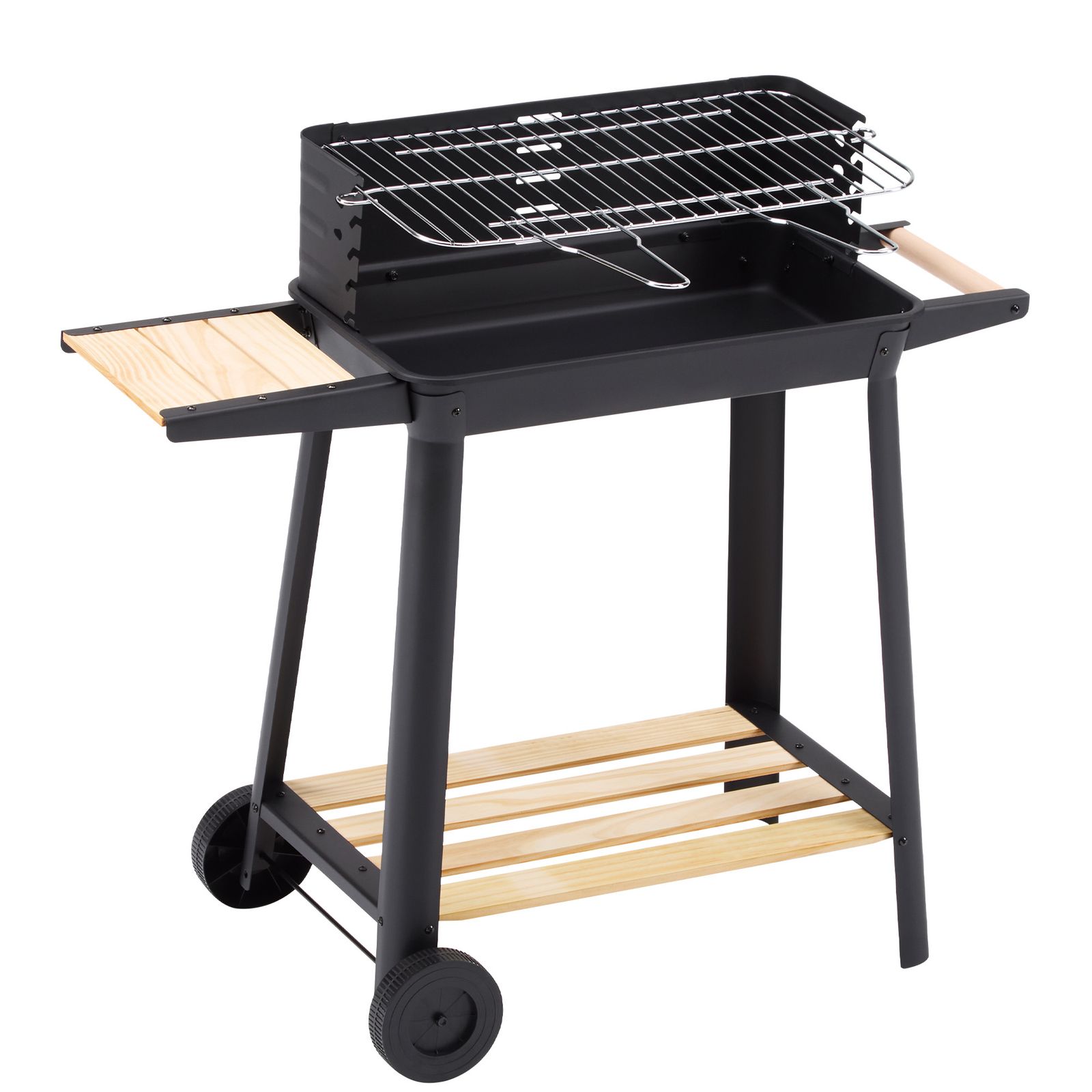 OSLEEP バーベキューコンロ BBQコンロ 焼き網 防風板 ハンドル ローストラック付き 棚板 タイヤ追加 移動楽々 アウトドア 屋外用 バーベキューコンロ BBQコンロ 焼き網 防風板 ハンドル ローストラック