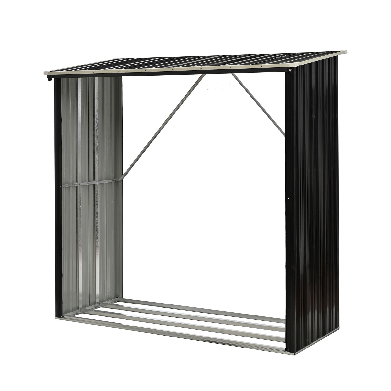 薪小屋 L 192 W 89 H 190 cm 屋外 屋根付き 薪ラック 耐荷重300 KG 薪棚 薪ストッカー 薪置き棚 薪ストーブグッズ 薪 ラック 大型 軽量 チール製 整理 乾燥 薪保管 薪収納 アウトドア 暖炉 焚火 組み立て式 室外 冬 家庭用 ブラック