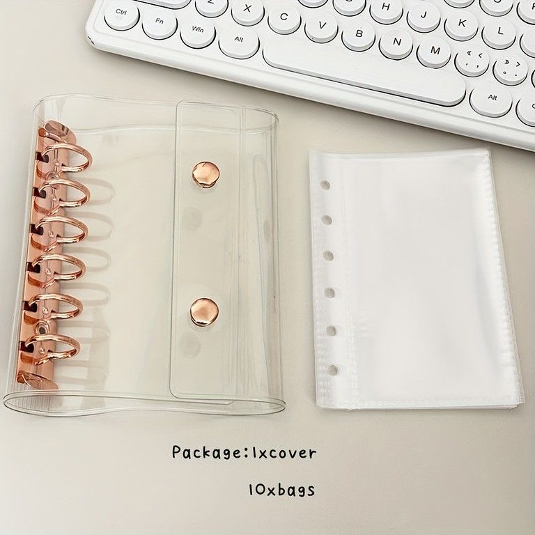 パソコンセット(7品セット) ★美品、即使用可★値下げ交渉可 マカロンカラー】6穴バインダーセット - パステルピンク/ゴールド