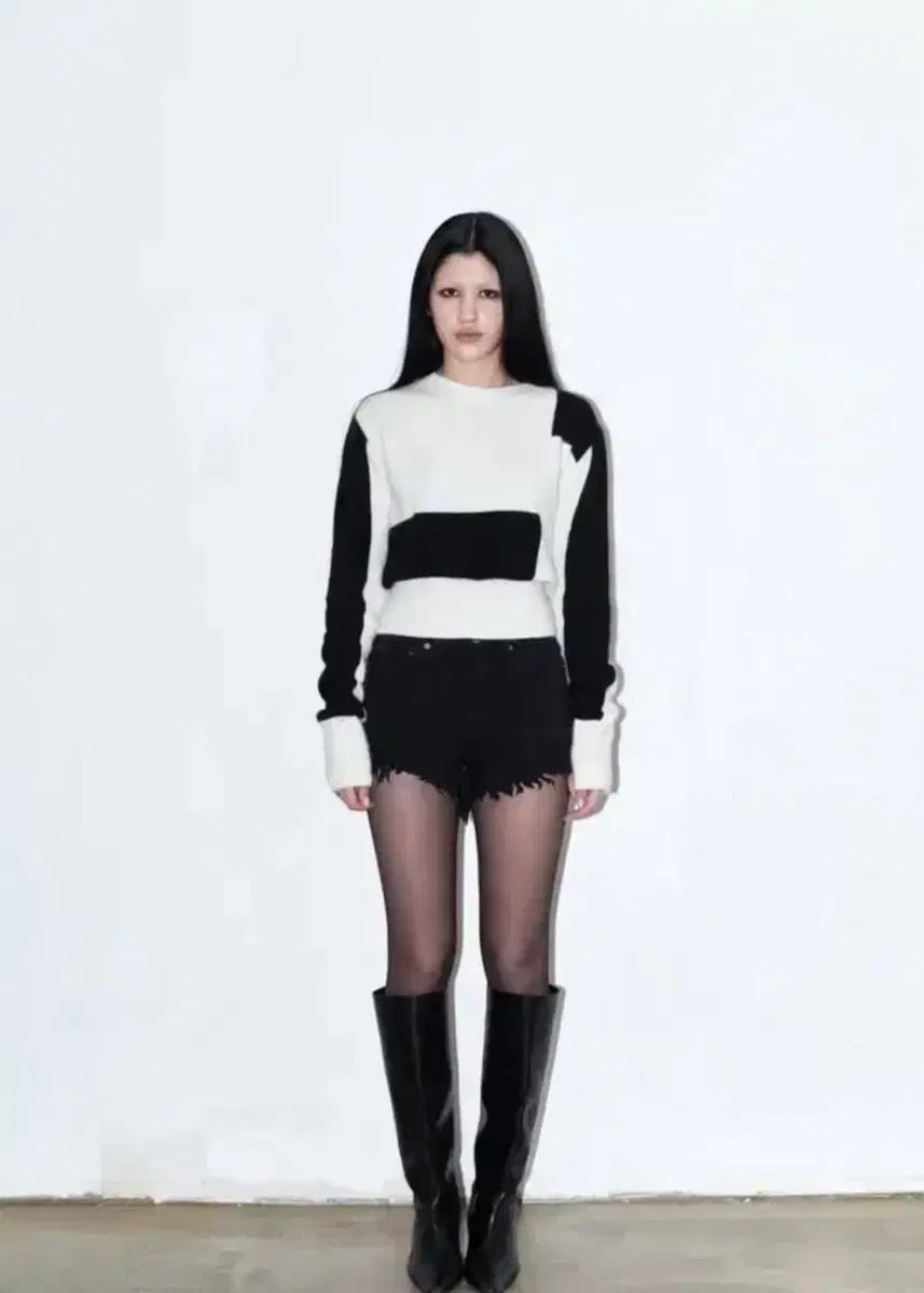 BOHEMSEO ボヘミアンソウル ブロック クロップド ニット