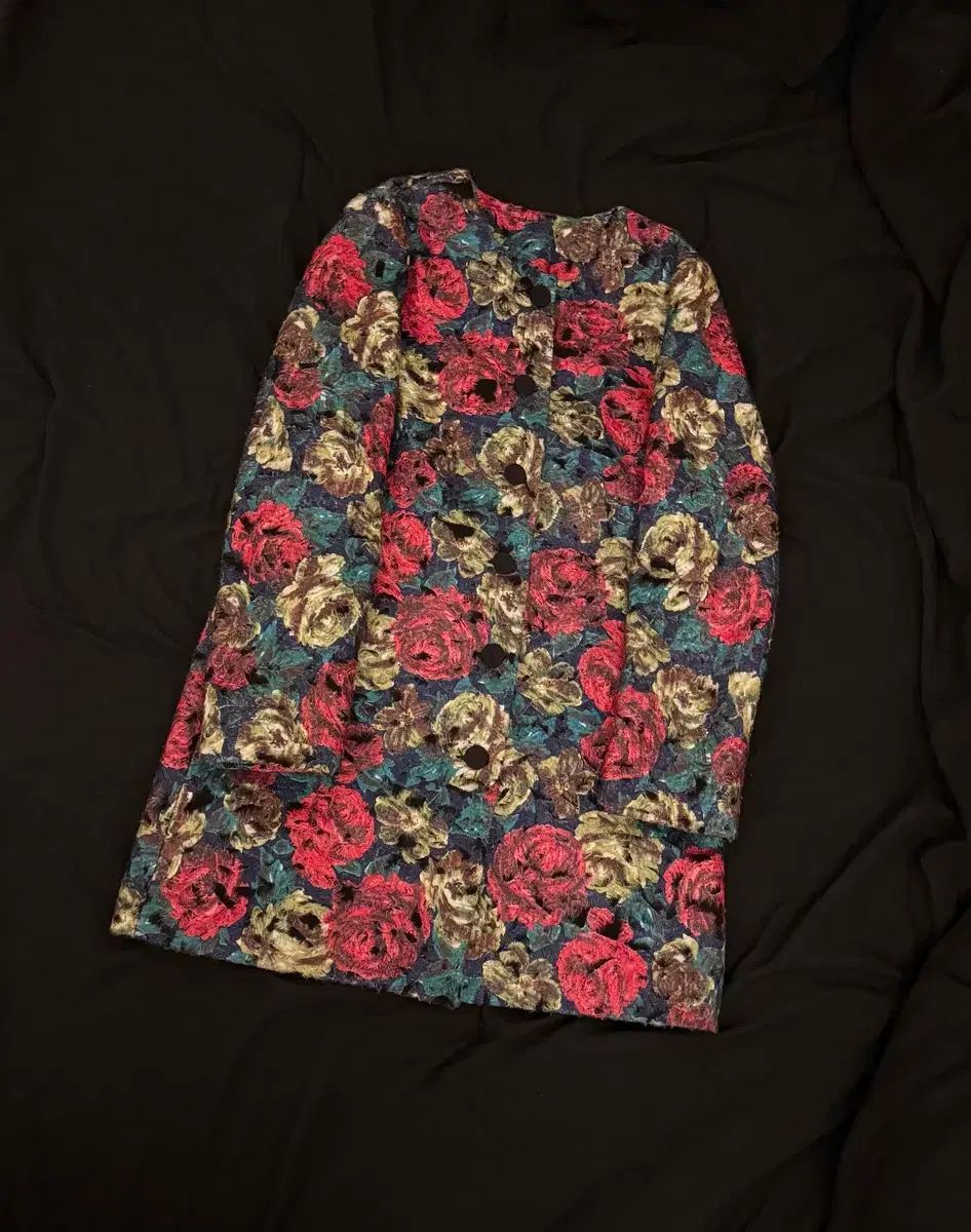 ヴィンテージ フラワー ウール マック コート