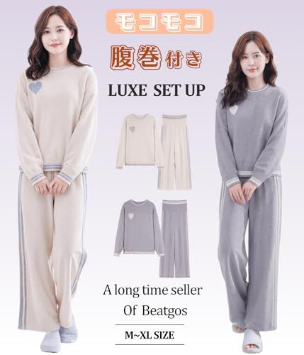 Beatgos 腹巻き付き ルームウェア 部屋着 パジャマ レディース モコモコ 暖かい 長袖 春 秋 冬po aaf 67767