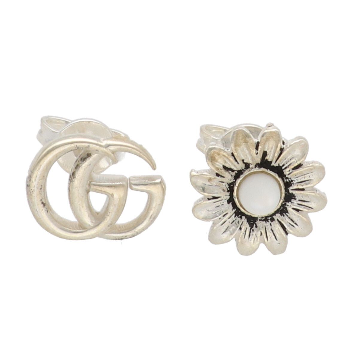 GUCCI グッチ ピアス ダブルG 527390 J 8440 8184 スタッズ Ag 925 シルバー 両耳 YM