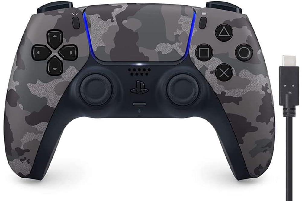 DualSense ワイヤレスコントローラー グレー カモフラージュ co jp 特典 PS 5用コントローラー充電ケーブル3 m 7 2 3 mケーブル付