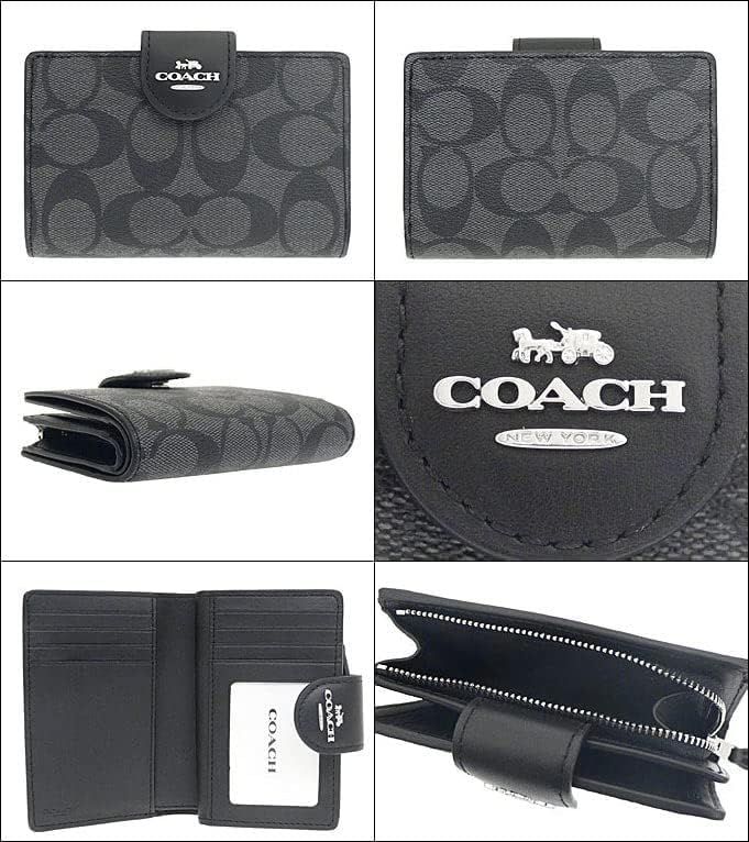 ＳＯＯ 二つ折り財布 シグネチャー アウトレット品 収納 多い レディース シンプル ブランド PVC レザー ブラックスモーク ブラック 並行輸入品 po 14 a 7941 d