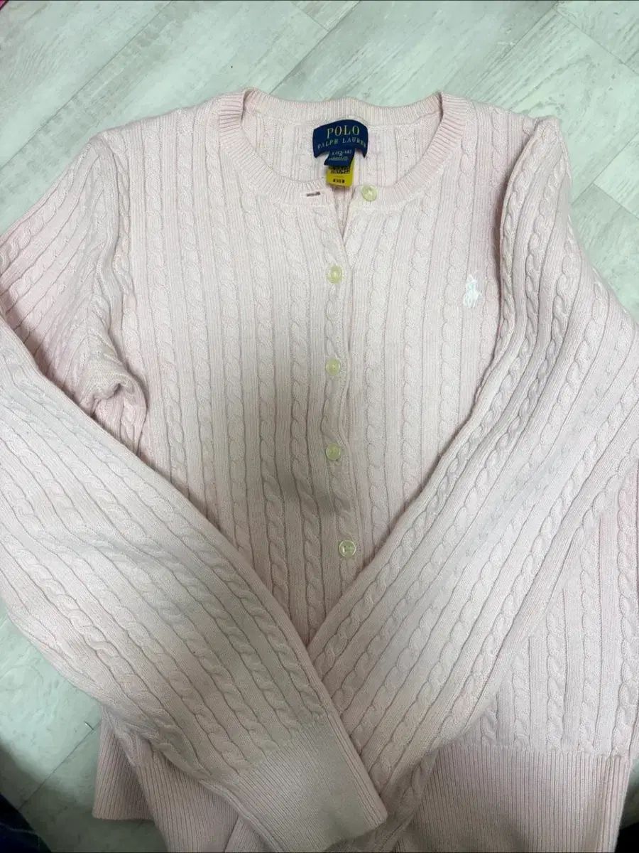 POLO RALPH LAUREN ガールズ ケーブルニット カーディガン ピンク L