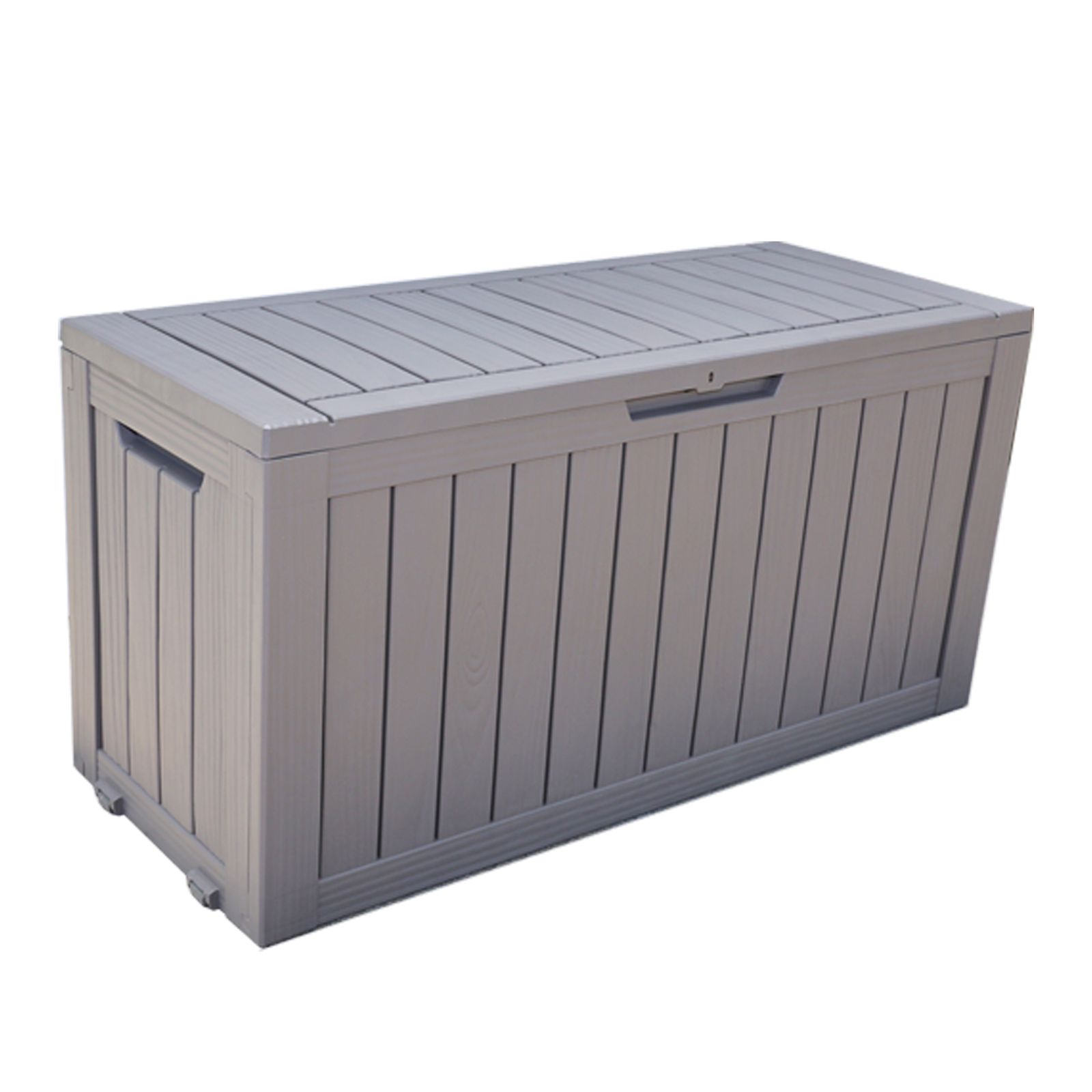 ブラウン 270 L 114 7 46 5 57 6 cm キャスター付き 戸外収納庫 収納ボックス 置き配 ゴミ箱 小型 屋外 ストッカー 防水 耐侯 収納 ガーデン 庭 ベランダ 頑丈