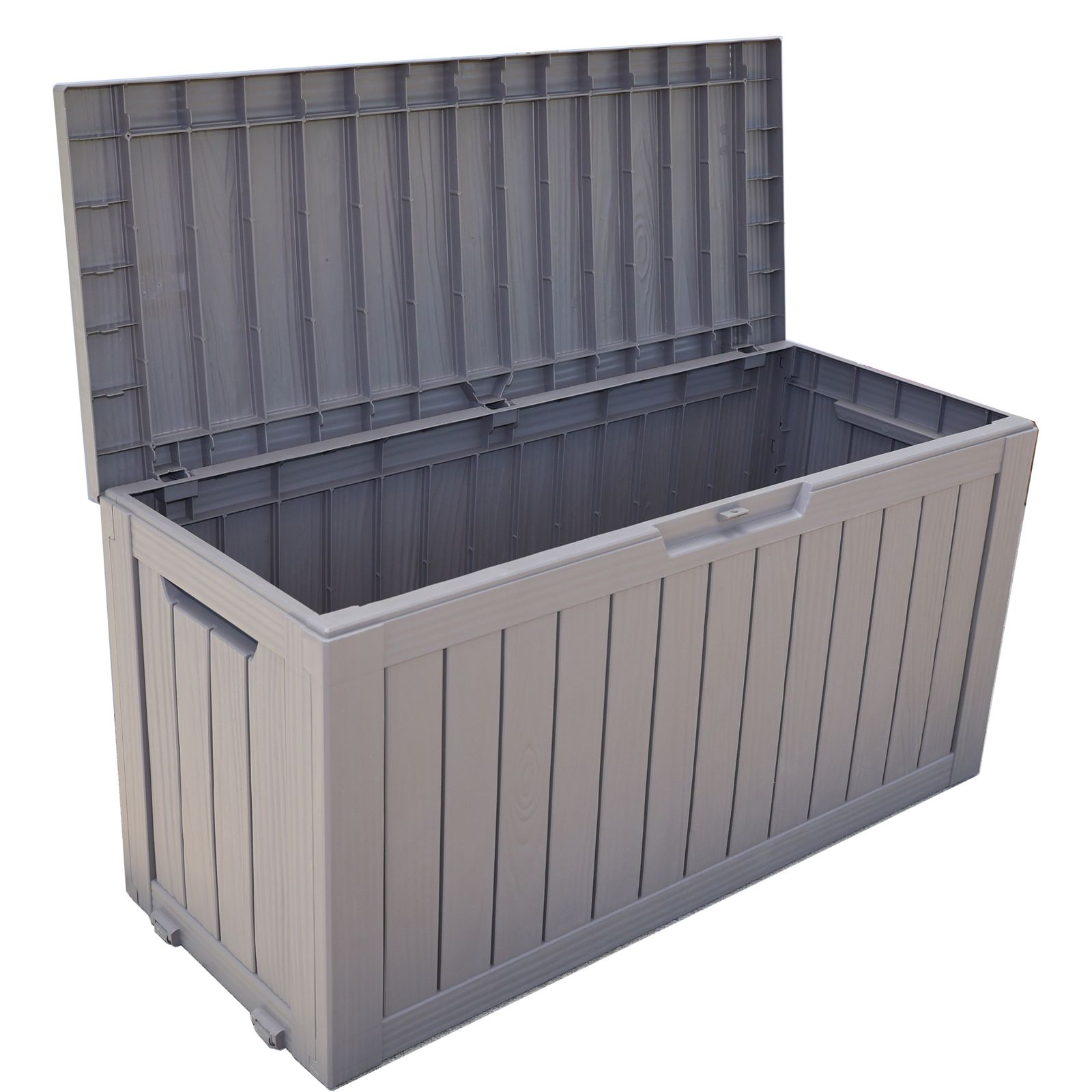 ブラウン 270 L 114.7*46.5*57.6 cm キャスター付き 戸外収納庫 収納ボックス 置き配 ゴミ箱 小型 屋外 ストッカー 防水|耐侯 収納 ガーデン|庭|ベランダ 頑丈