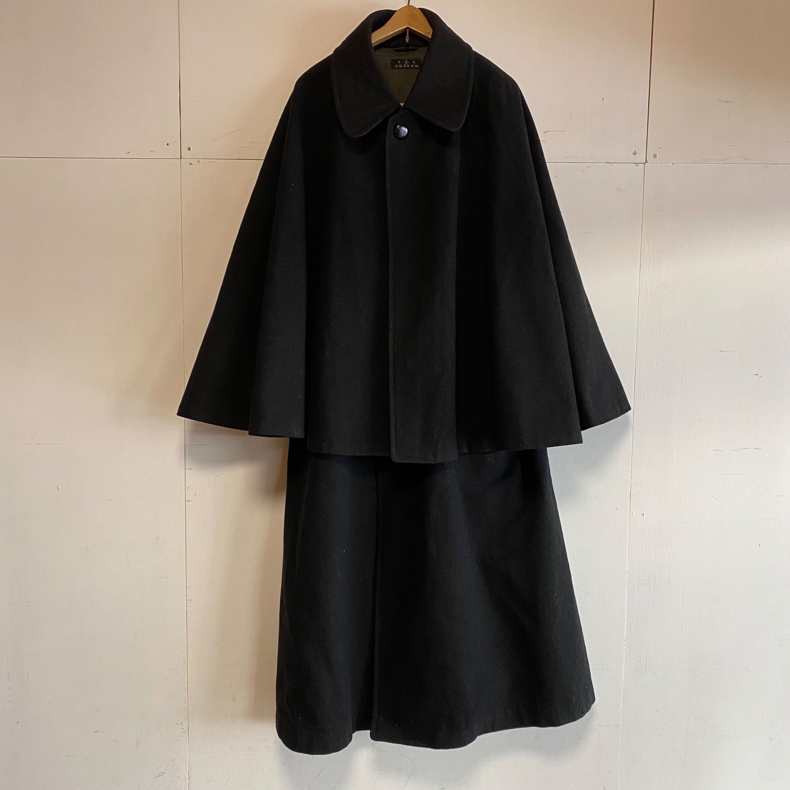 アンティーク インバネスコート トンビコート 鳶 ウール ブラック 和装