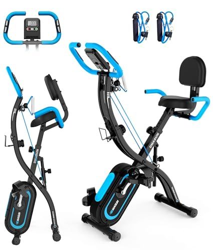 2026年モデル DMASUN エアロバイク 静音＆折りたたみ式 フィットネスバイク 3 in 1アプリ連動 心拍数計測 エクササイズバンド付き 16段階負荷 トレーニングバイク 7段階サドル高さ調整 有酸素運動 組立簡単 5年間製品保 29502 f 5 e