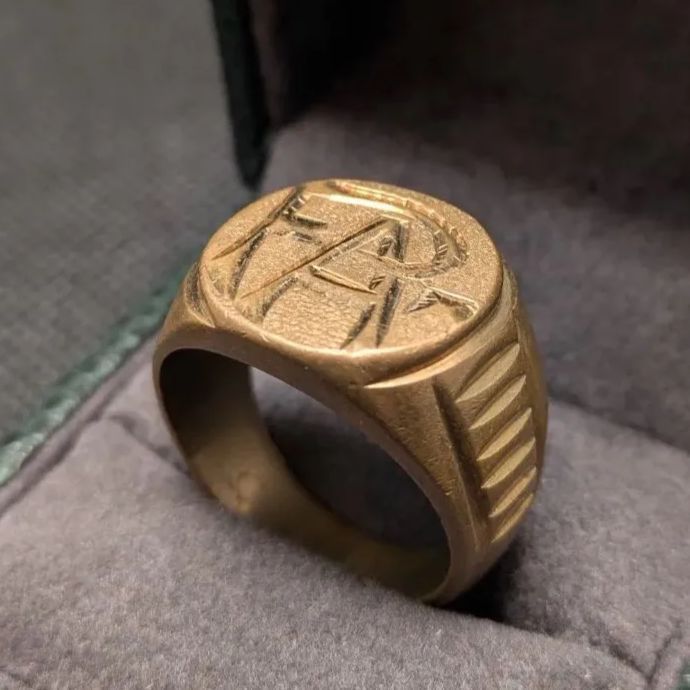 真鍮 25号 メンズ シグネットリング FA ウクライナ産 ヴィンテージ