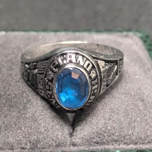 2002年 ハーフジョーンズ社 カレッジリング ULT 16号 HJ社 ブルー青 Herff Jones 米国製 合金